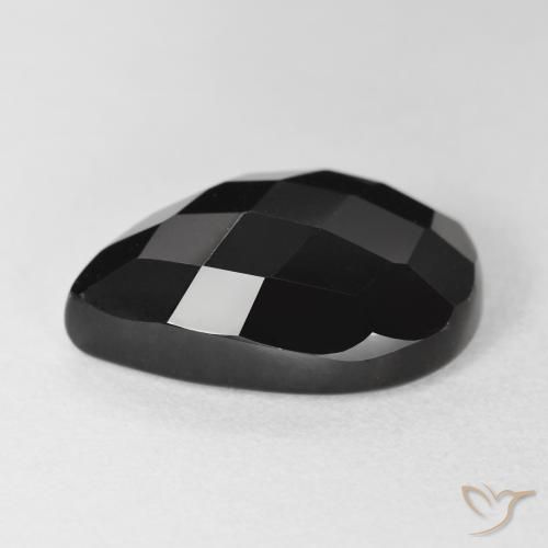 Ónix Negro natural de 8.88 ct, En forma de pera, Opaco
