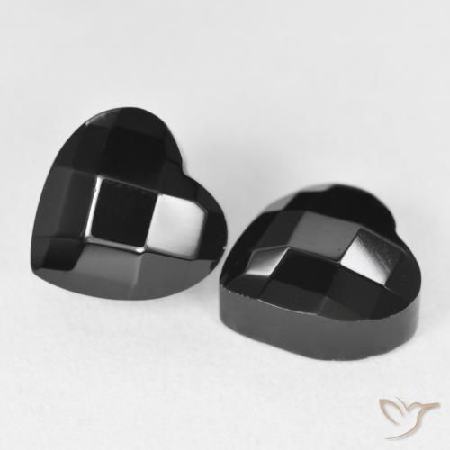 Gemas de Ónix Negro natural de 8.50 ct, Corazón, Opaco