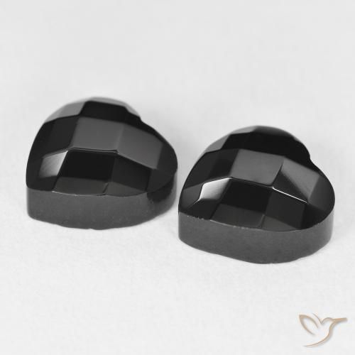 Gemas de Ónix Negro natural de 8.50 ct, Corazón, Opaco