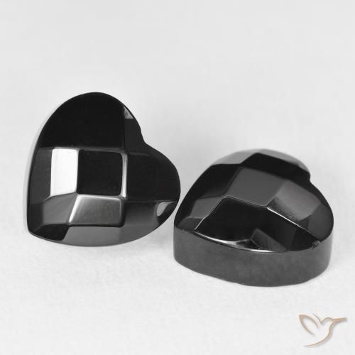 Gemas de Ónix Negro natural de 8.67 ct, Corazón, Opaco