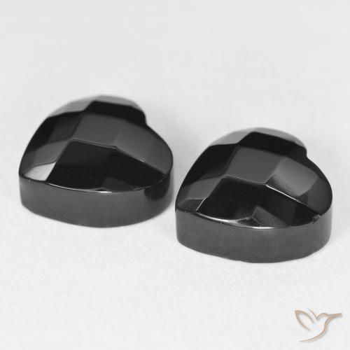 Gemas de Ónix Negro natural de 8.67 ct, Corazón, Opaco
