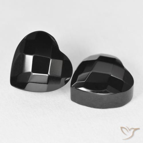 Gemas de Ónix Negro natural de 8.89 ct, Corazón, Opaco