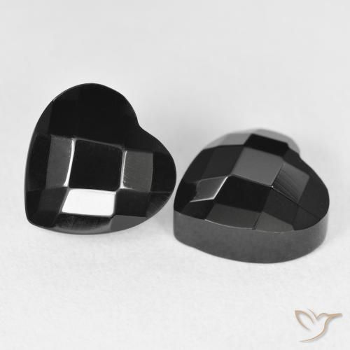 Gemas de Ónix Negro natural de 8.52 ct, Corazón, Opaco