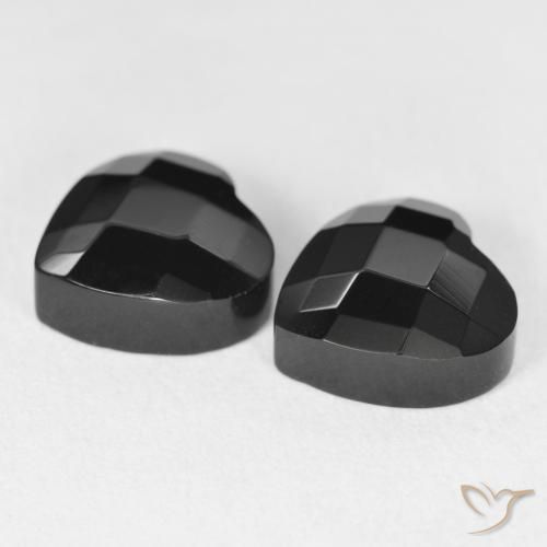 Gemas de Ónix Negro natural de 8.52 ct, Corazón, Opaco