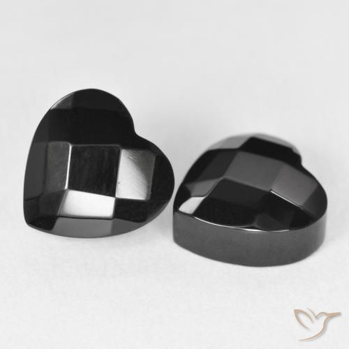 Gemas de Ónix Negro natural de 8.66 ct, Corazón, Opaco