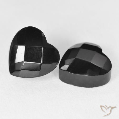 Gemas de Ónix Negro natural de 8.42 ct, Corazón, Opaco