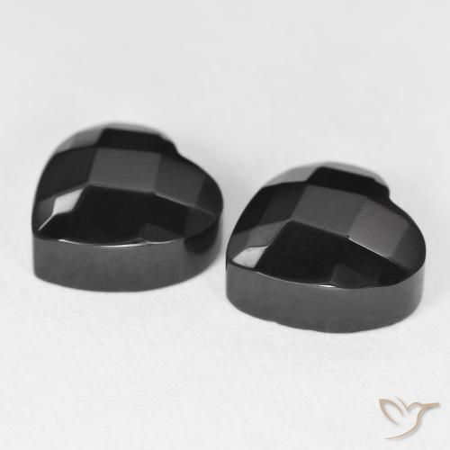Gemas de Ónix Negro natural de 8.42 ct, Corazón, Opaco