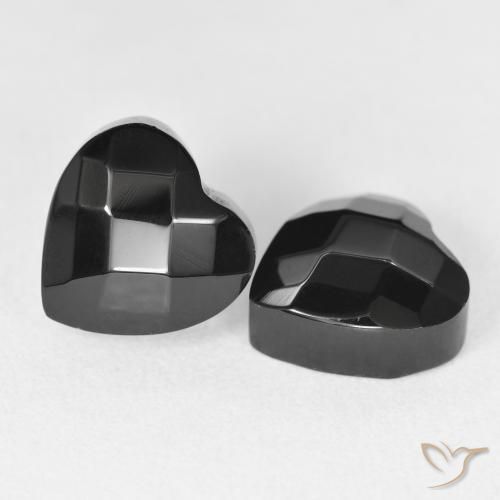 Gemas de Ónix Negro natural de 8.69 ct, Corazón, Opaco