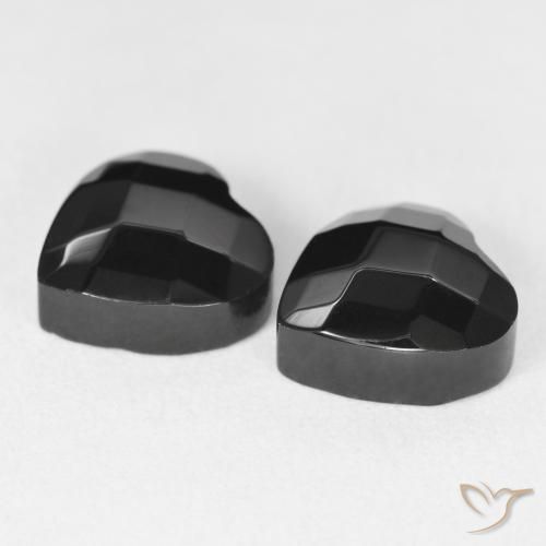 Gemas de Ónix Negro natural de 8.69 ct, Corazón, Opaco