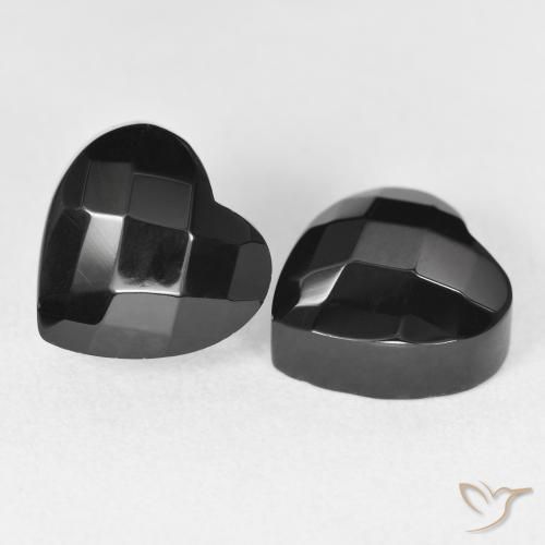 Gemas de Ónix Negro natural de 8.66 ct, Corazón, Opaco
