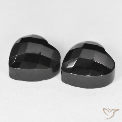Gemas de Ónix Negro natural de 8.66 ct, Corazón, Opaco