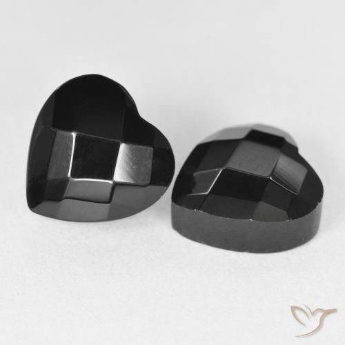 Gemas de Ónix Negro natural de 8.57 ct, Corazón, Opaco