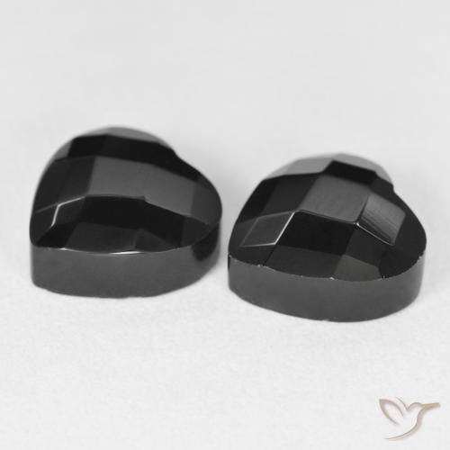 Gemas de Ónix Negro natural de 8.57 ct, Corazón, Opaco