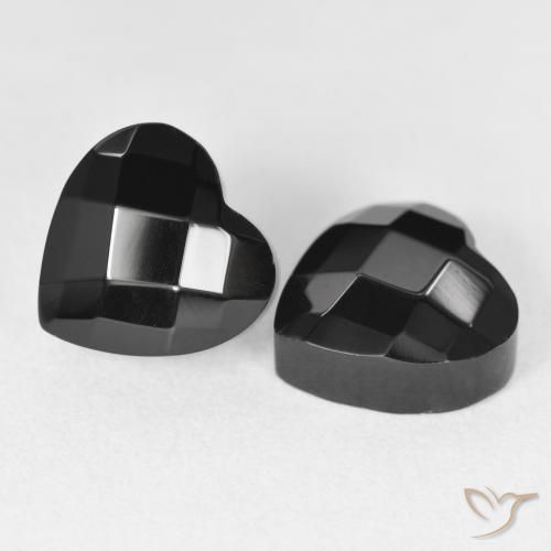 Gemas de Ónix Negro natural de 8.54 ct, Corazón, Opaco