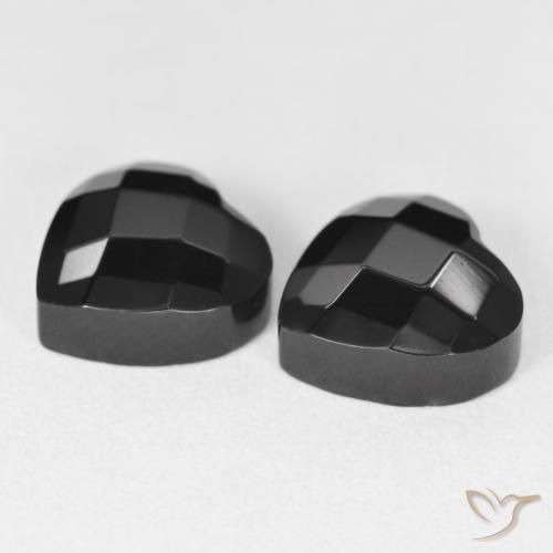 Gemas de Ónix Negro natural de 8.54 ct, Corazón, Opaco