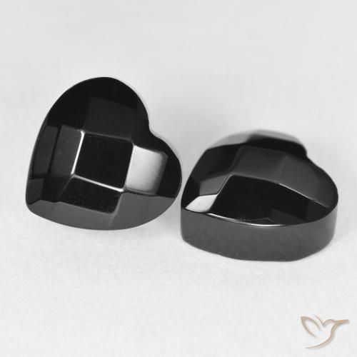 Gemas de Ónix Negro natural de 8.43 ct, Corazón, Opaco
