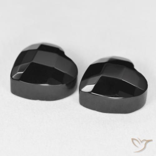 Gemas de Ónix Negro natural de 8.43 ct, Corazón, Opaco