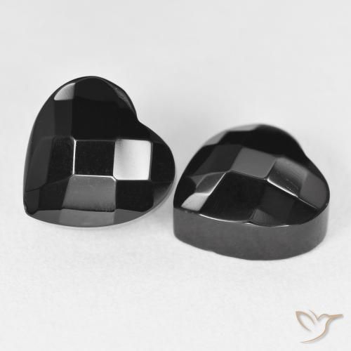 Gemas de Ónix Negro natural de 8.82 ct, Corazón, Opaco