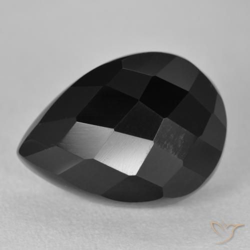Ónix Negro natural de 10.40 ct, En forma de pera, Opaco