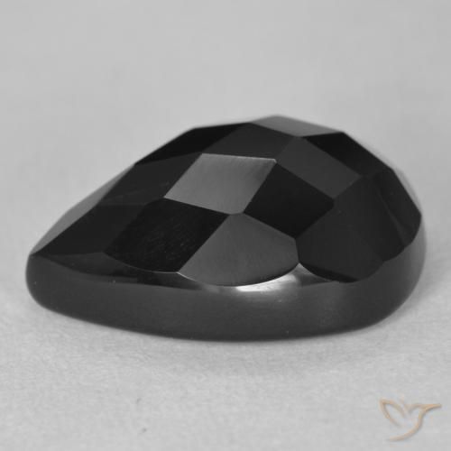 Ónix Negro natural de 10.40 ct, En forma de pera, Opaco