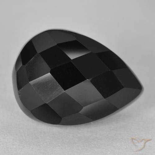 Ónix Negro natural de 10.11 ct, En forma de pera, Opaco