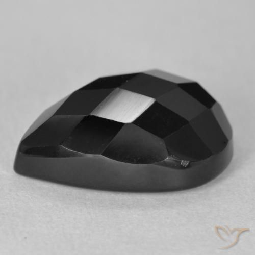Ónix Negro natural de 10.11 ct, En forma de pera, Opaco