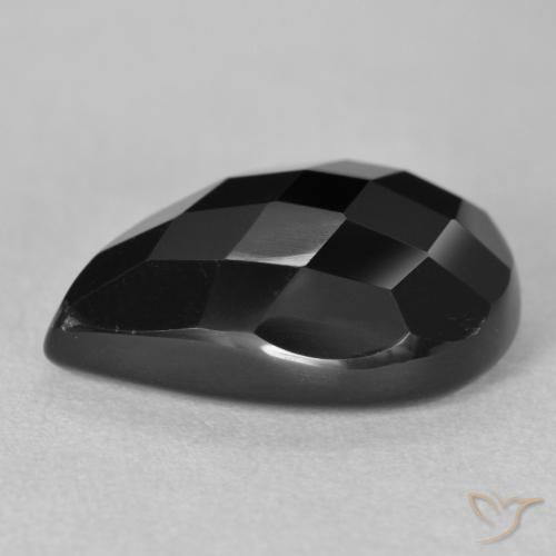 Ónix Negro natural de 9.16 ct, En forma de pera, Opaco