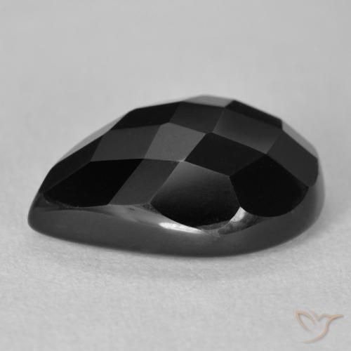 Ónix Negro natural de 9.32 ct, En forma de pera, Opaco