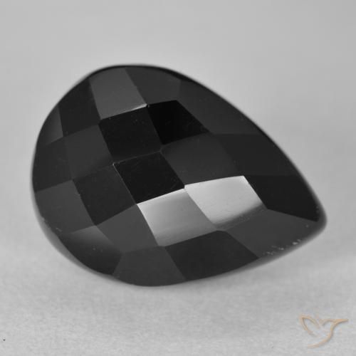 Ónix Negro natural de 9.47 ct, En forma de pera, Opaco