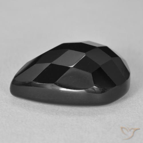 Ónix Negro natural de 9.47 ct, En forma de pera, Opaco