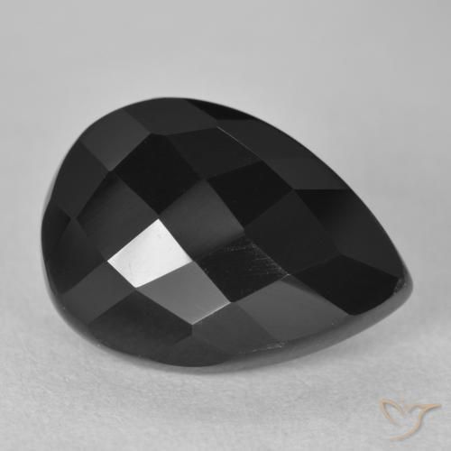 Ónix Negro natural de 9.20 ct, En forma de pera, Opaco