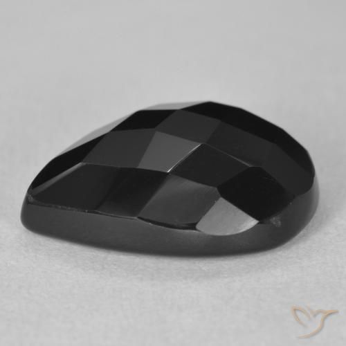 Ónix Negro natural de 9.20 ct, En forma de pera, Opaco