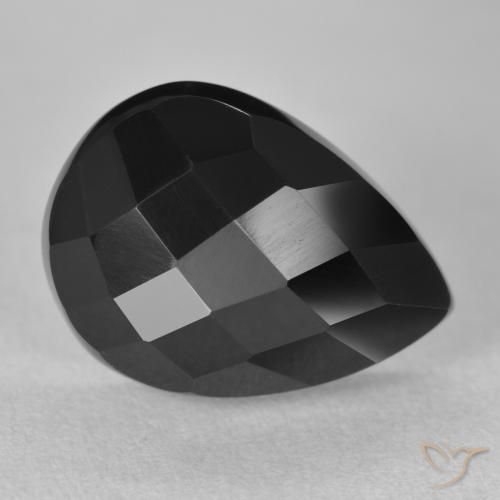 Ónix Negro natural de 10.44 ct, En forma de pera, Opaco