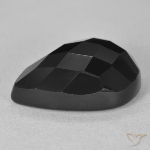 Ónix Negro natural de 10.44 ct, En forma de pera, Opaco