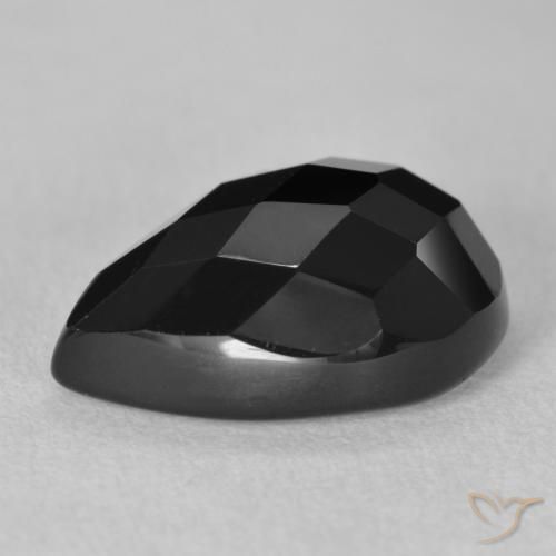 Ónix Negro natural de 9.31 ct, En forma de pera, Opaco