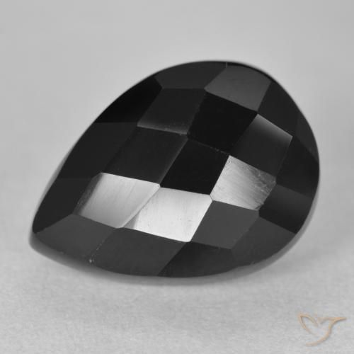 Ónix Negro natural de 10.11 ct, En forma de pera, Opaco