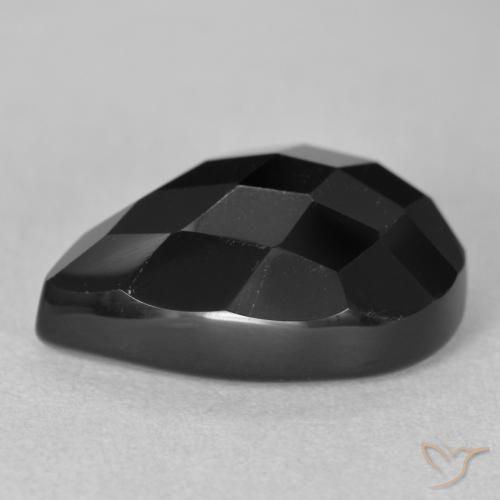 Ónix Negro natural de 10.11 ct, En forma de pera, Opaco