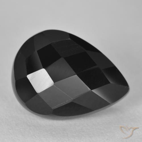 Ónix Negro natural de 10.30 ct, En forma de pera, Opaco