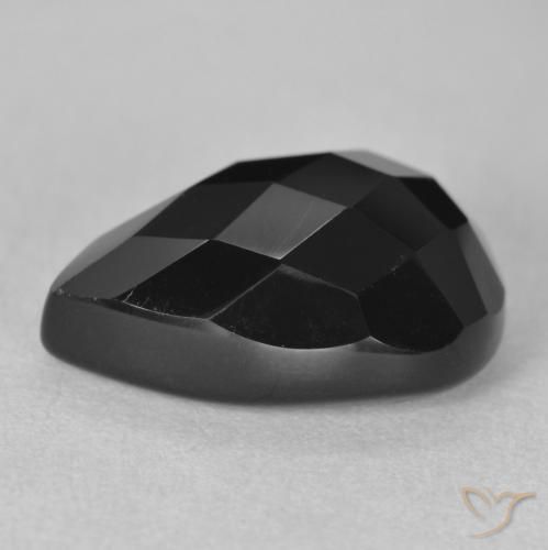 Ónix Negro natural de 10.30 ct, En forma de pera, Opaco