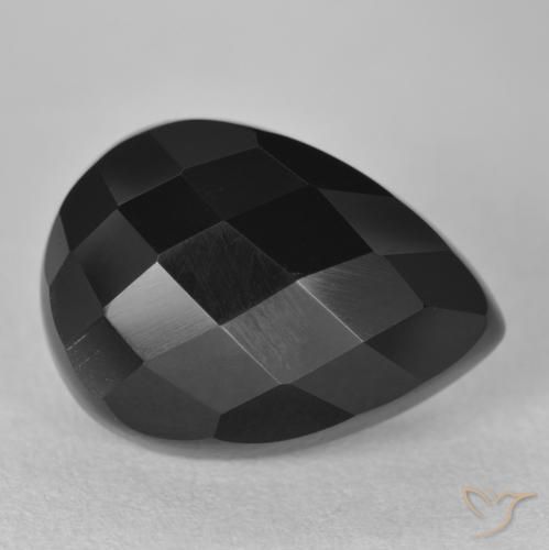 Ónix Negro natural de 11.14 ct, En forma de pera, Opaco