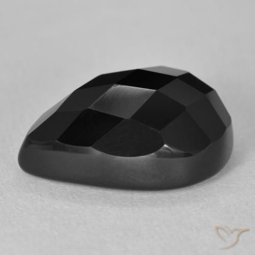 Ónix Negro natural de 11.14 ct, En forma de pera, Opaco