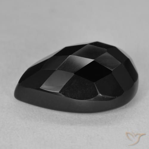 Ónix Negro natural de 9.95 ct, En forma de pera, Opaco