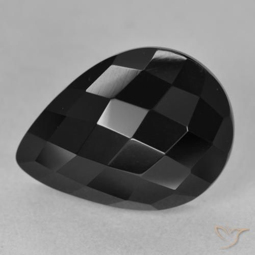 Ónix Negro natural de 11.60 ct, En forma de pera, Opaco