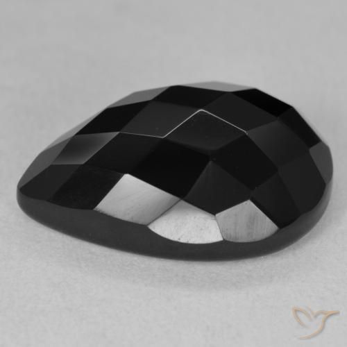 Ónix Negro natural de 11.60 ct, En forma de pera, Opaco