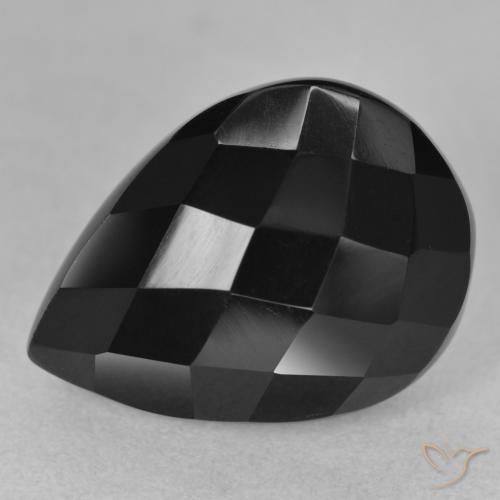 Ónix Negro natural de 9.60 ct, En forma de pera, Opaco
