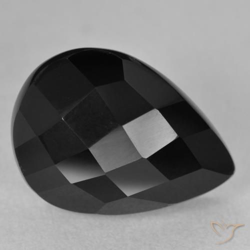Ónix Negro natural de 8.70 ct, En forma de pera, Opaco