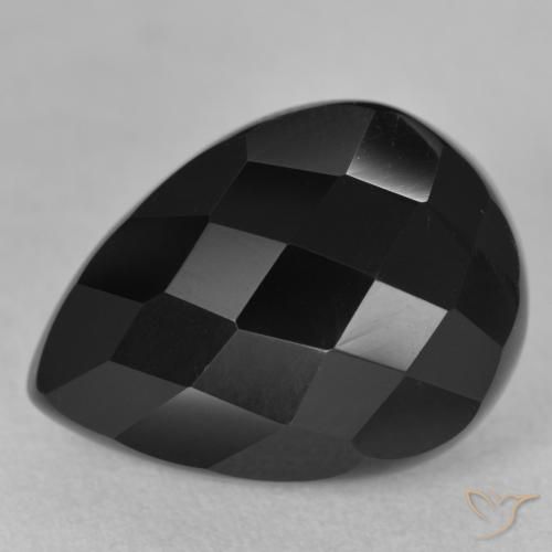 Ónix Negro natural de 10.14 ct, En forma de pera, Opaco