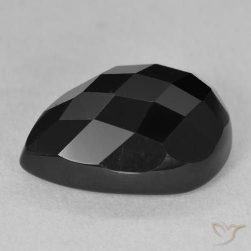 Ónix Negro natural de 10.14 ct, En forma de pera, Opaco