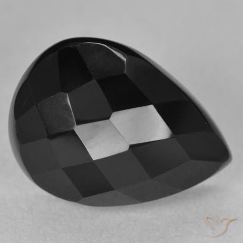 Ónix Negro natural de 10.07 ct, En forma de pera, Opaco