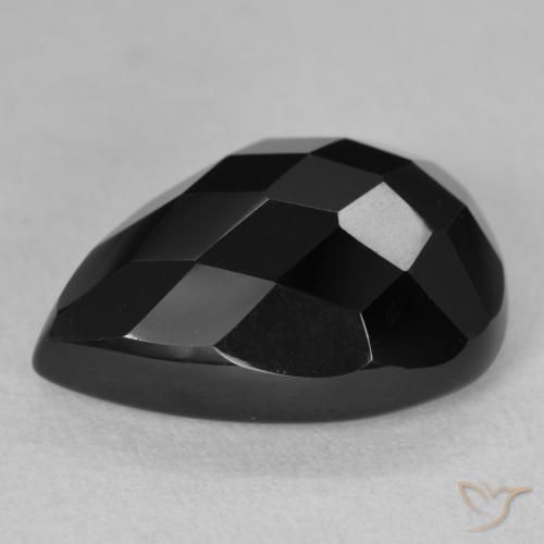 Ónix Negro natural de 10.07 ct, En forma de pera, Opaco